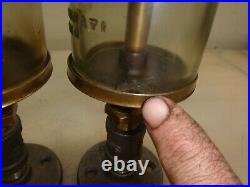PAIR of NO. 5 POWELL SIGNAL EMBOSSED GLASS OILERS Hit and Miss Gas Engine