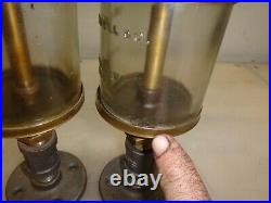 PAIR of NO. 5 POWELL SIGNAL EMBOSSED GLASS OILERS Hit and Miss Gas Engine