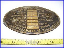 RUSTON HORNSBY Air Starting Tank Brass Name Serial Tag Hit Miss Gas Engine Steam