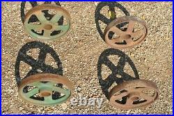 Rare John Deere Cast Iron Wheels Hit Miss Gas Engine Steam Punk Industrial Cart