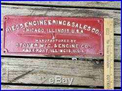 Rare Original Cast Iron Stover Mfg. & Engine Co. (building Sign)