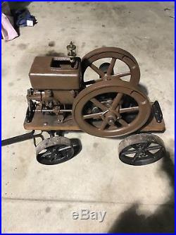 Rock Island Rare 1 HP Antique Hit And Miss Gas Engine And Orig Cart Nice