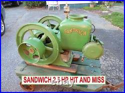 Sandwich Antique Hit And Miss Engine- 2.5 HP Runs Great
