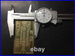 The York Flinchbaugh Brass Data Plate Tag Antique Gas Engine Hit Miss Last One