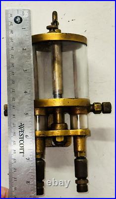 Two Feed ESSEX No. 5 Brass Cylinder Oiler Old Hit Miss Engine Antique Dual