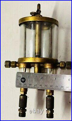 Two Feed ESSEX No. 5 Brass Cylinder Oiler Old Hit Miss Engine Antique Dual