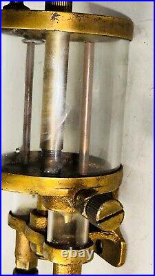 Two Feed ESSEX No. 5 Brass Cylinder Oiler Old Hit Miss Engine Antique Dual