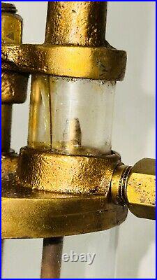 Two Feed ESSEX No. 5 Brass Cylinder Oiler Old Hit Miss Engine Antique Dual