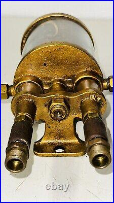 Two Feed ESSEX No. 5 Brass Cylinder Oiler Old Hit Miss Engine Antique Dual