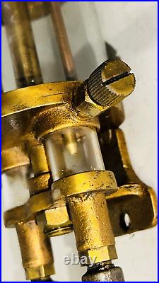 Two Feed ESSEX No. 5 Brass Cylinder Oiler Old Hit Miss Engine Antique Dual