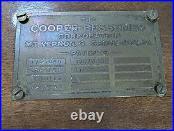 VTG Cooper Bessemer Brass Machine Tags Name Plate Hit Miss Gas Engine Oilfield