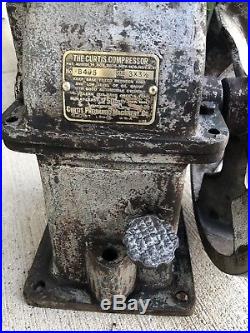 Vintage 1921 Curtis Air Compressor Pump Hit Miss Steam Engine Size 3 x 3-1/2