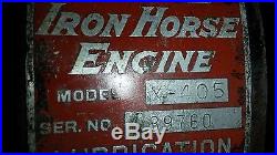 Vintage 4 Cycle Iron Horse Motor Johnson Motors Hit Miss Stationary X-405