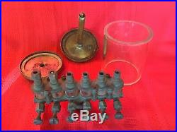 Vintage Glass & Brass Oiler Michigan Lubricator Co Hit & Miss Motor Steam Engine