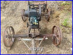 Vintage Hit And Miss Engine With Saw And Rolling Cart