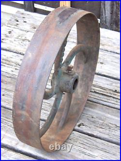 Vintage Line Shaft Hit-Miss Steam Gas Engine Flat Belt Pulley 16-1/4 D 3-1/8 W