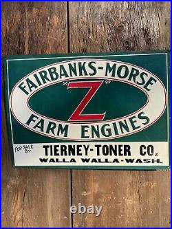 Vintage RARE Fairbanks-Morse Z engine, NY Hit Miss Tin Tacker Sign Walla Walla