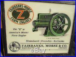 Vintage Reverse Painted Glass Fairbanks Morse'z' Hit And Miss Engine Sign