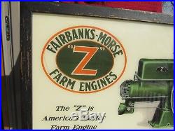 Vintage Reverse Painted Glass Fairbanks Morse'z' Hit And Miss Engine Sign