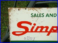 Vintage Simplicity Lawn Garden Tractor Advertising hit miss Gas Engine Old Sign