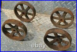 Vintage Small 6 Spoke Cast Iron Wheel Set For Gas Engine Hit Miss Truck