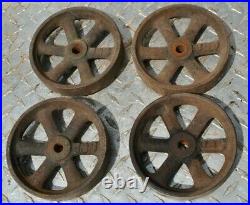Vintage Small 6 Spoke Cast Iron Wheel Set For Gas Engine Hit Miss Truck