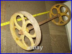 Vintage cast iron 12 wheels & Axle for an antique hit & miss gas engine Steam