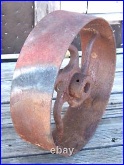 Vintage steampunk Line Shaft Hit-Miss Engine Flat Belt Pulley 15-1/4 x 4-5/8