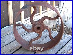 Vintage steampunk Line Shaft Hit-Miss Engine Flat Belt Pulley 15-1/4 x 4-5/8