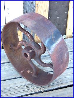 Vintage steampunk Line Shaft Hit-Miss Engine Flat Belt Pulley 15-1/4 x 4-5/8 1