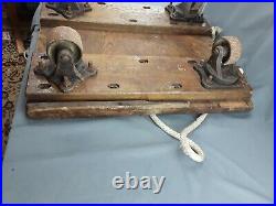 Vtg Heavy Duty Hit & Miss Stationary Engine Motor Wooden Stand Cart on wheels