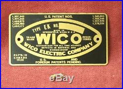 Wico EK Magneto Name Plate Hit & Miss Gas Engine